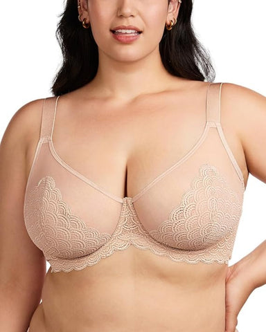 Sujetador sexy de encaje transparente de malla