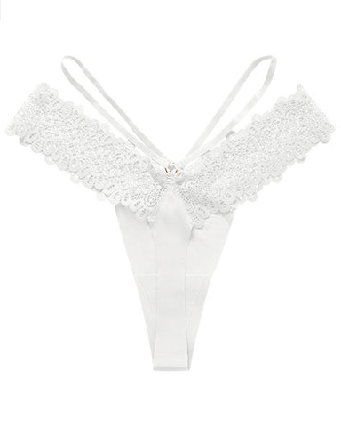 Tanga sexy con tira fina y costura de encaje francés