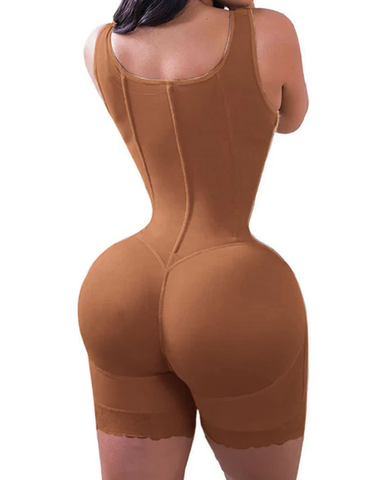 Alta compresión doble ropa abdomen control gancho y cierre de ojos control de barriga mono ajustable