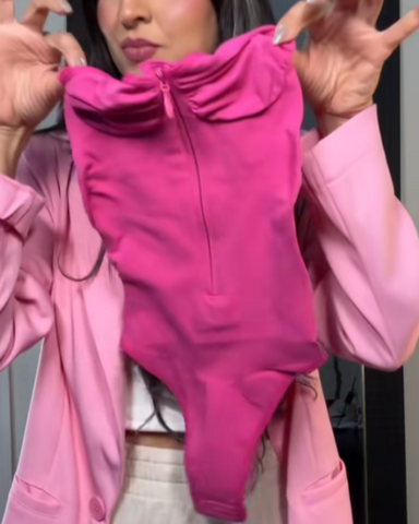 Body moldeador de abdomen para mujer, tanga sin costuras con cremallera y cintura ajustada, moldeador de cuello en V