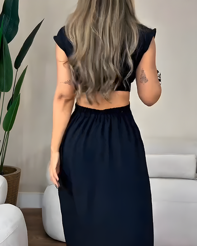 Vestido ajustado sexy con botones y sin mangas para mujer