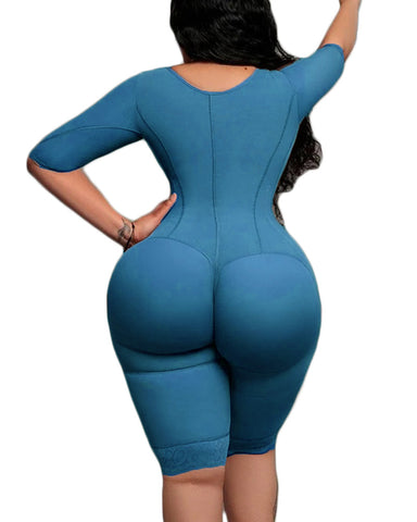 Compresión de brazo de soporte de cuerpo completo con sujetador incorporado media manga media pierna body