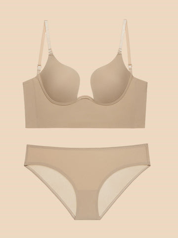 Liftup low back plunge bra sujetador con relleno ligero que realza el escote ropa interior
