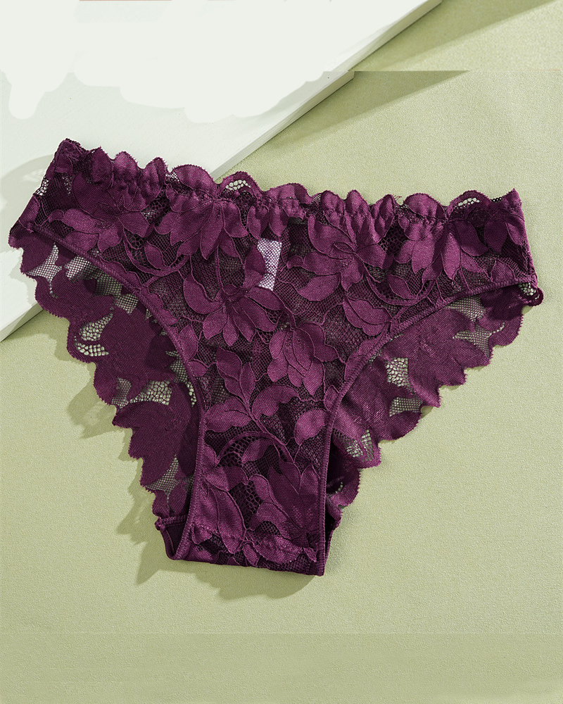 Bikini semitransparente de talle bajo con encaje que cubre los glúteos