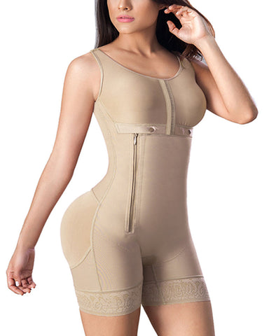 Body Shaper para mujer Cremallera lateral Soporte de pecho ajustable Control de barriga Fajas