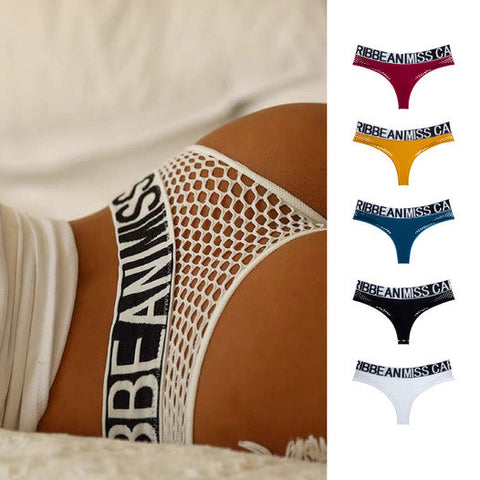 Ropa interior de red con estampado de letras femeninas