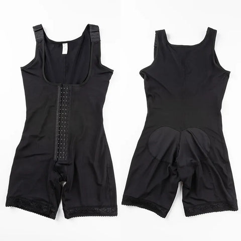 Alta compresión doble ropa abdomen control gancho y cierre de ojos control de barriga mono ajustable