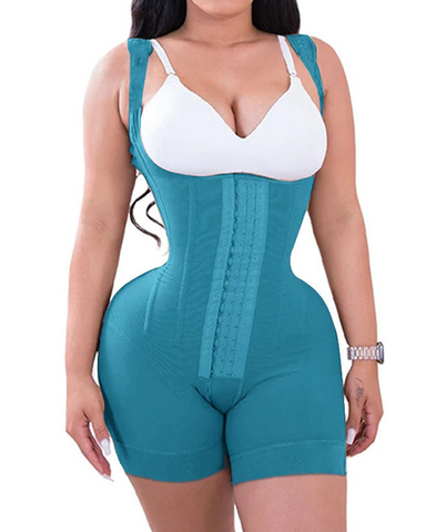 Alta compresión doble ropa abdomen control gancho y cierre de ojos control de barriga mono ajustable