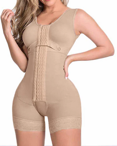 Fajas de alta compresión con cierre frontal de gancho y ojo, sujetador ajustable, mono adelgazante