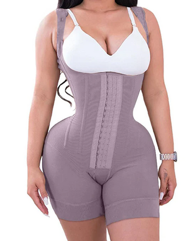 Alta compresión doble ropa abdomen control gancho y cierre de ojos control de barriga mono ajustable