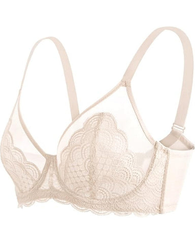 Sujetador sexy de encaje transparente de malla