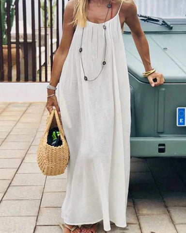 Vestido informal sin mangas con tirantes finos y espalda descubierta de color liso para mujer