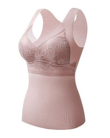 Ropa interior térmica de terciopelo con cuello en V y encaje para mujer, otoño/invierno