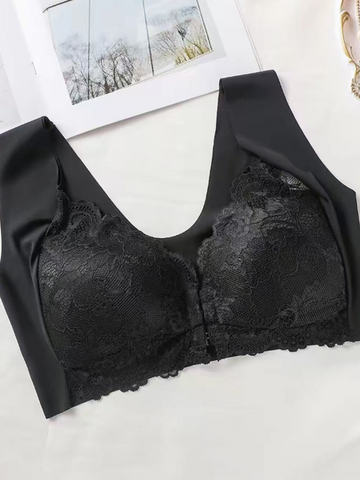 Elegante sujetador push up sin aros con cierre frontal de encaje