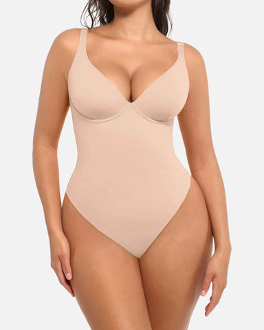 Body moldeador tipo tanga adelgazante con cuello en V para mujer