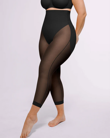 Pantalones capri de talle alto para tallas grandes, con efecto moldeador y realzador de caderas