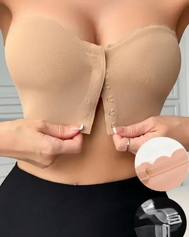 Sujetador sin tirantes con cierre frontal y diseño antideslizante