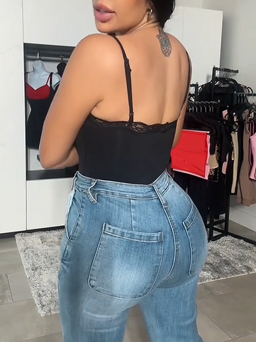 Body de encaje de dos piezas con tirantes finos