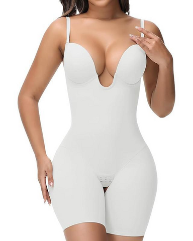 Body sin tirantes con escote en U profundo para mujer, control de abdomen y sujetador incorporado, moldeador de espalda baja (preventa)